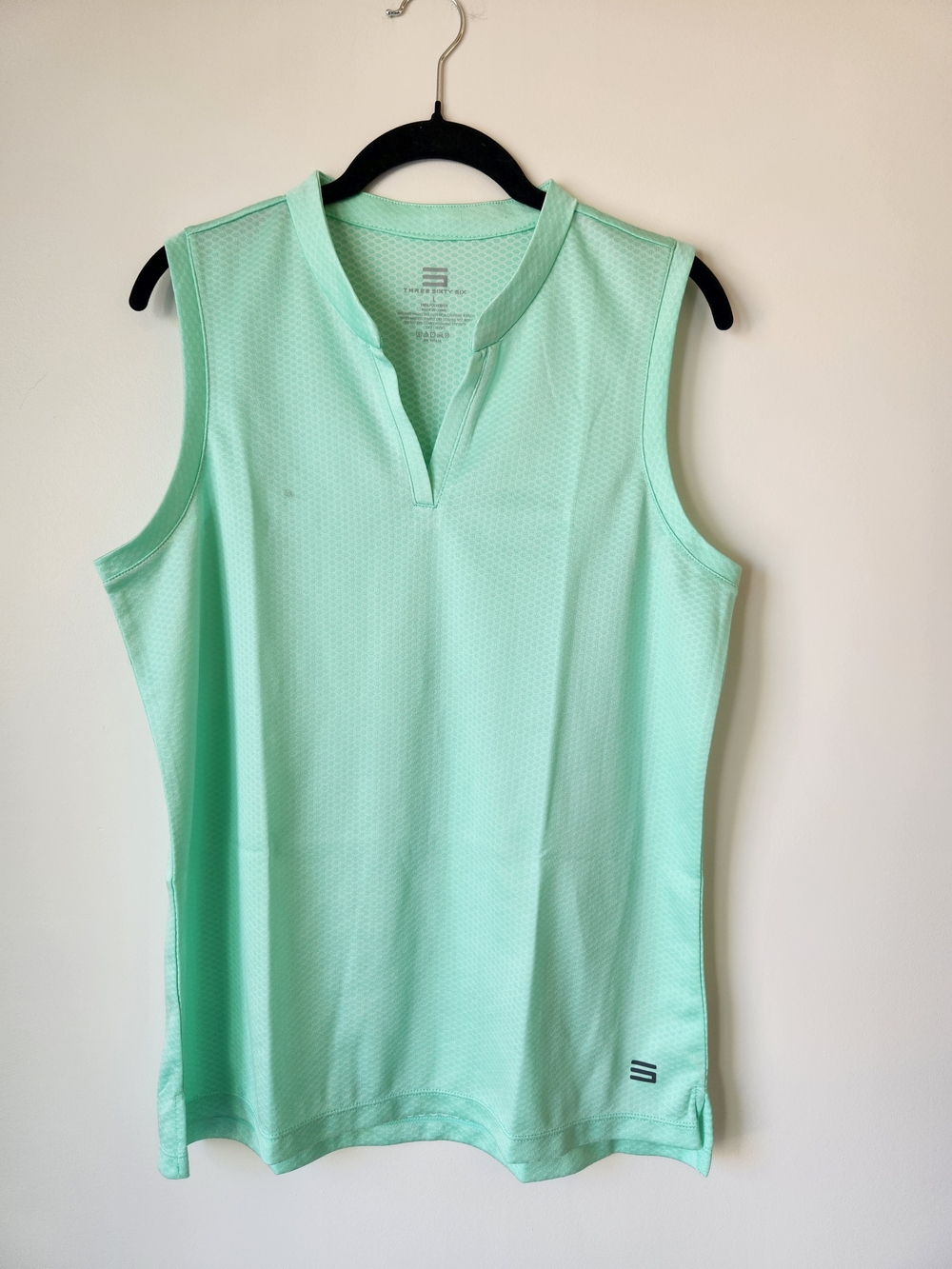 Three Sixty Six - Mint Sleeveless Golf Polo - L